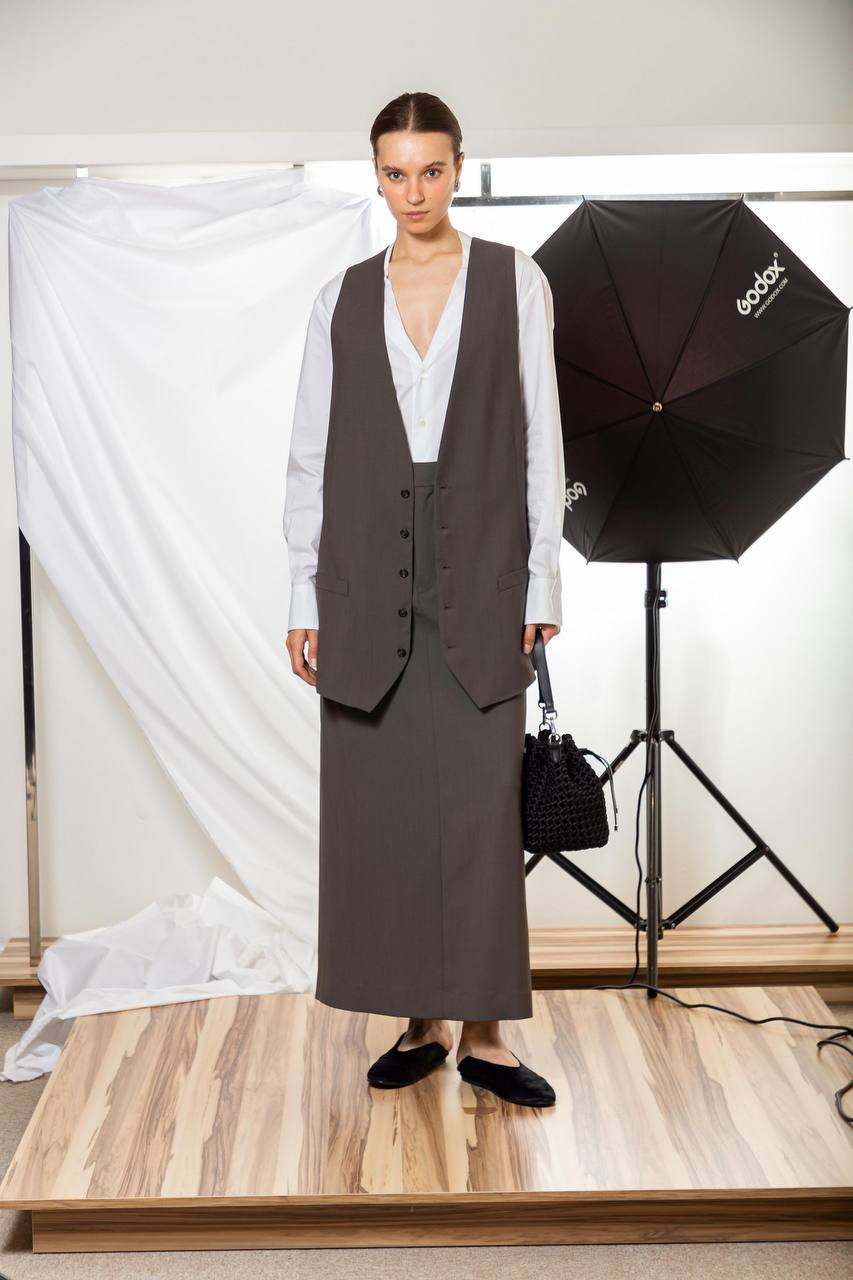 Image 7 Maison Margiela MM6 Gray skirt made of wool S62MI0014M35080