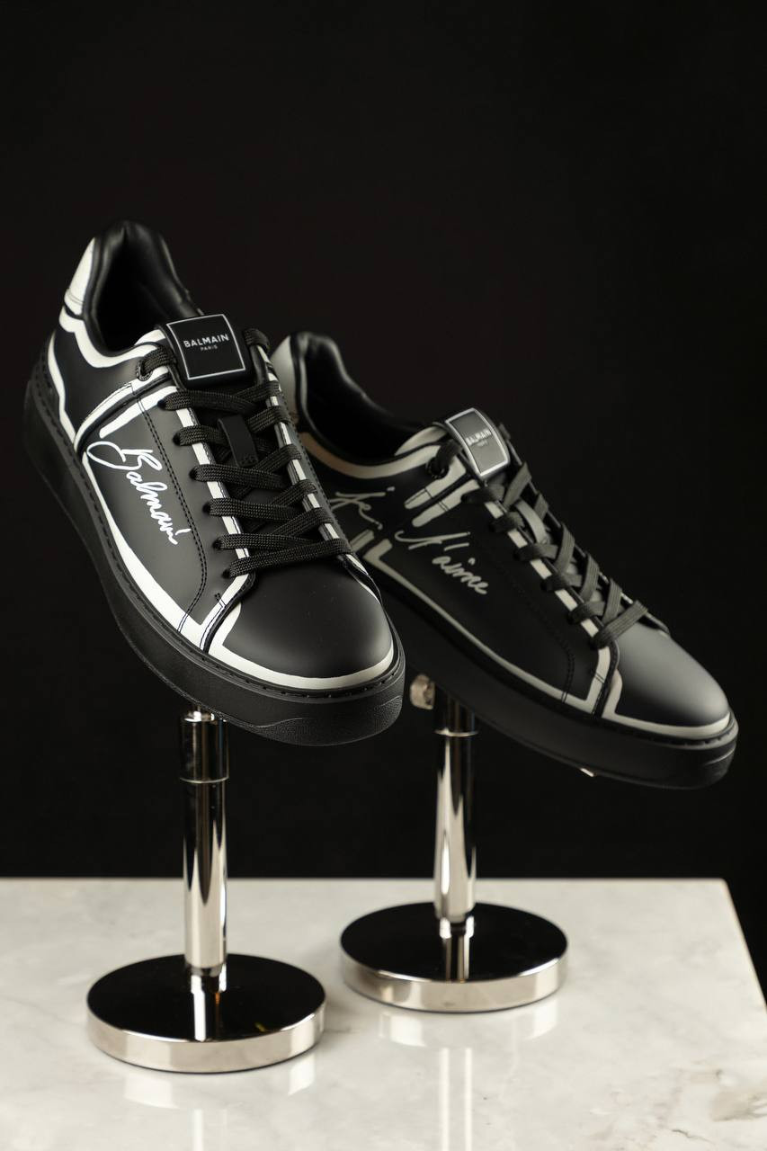 Image 6 Balmain B-Court black leather sneakers with logo EM1VI288LCLP