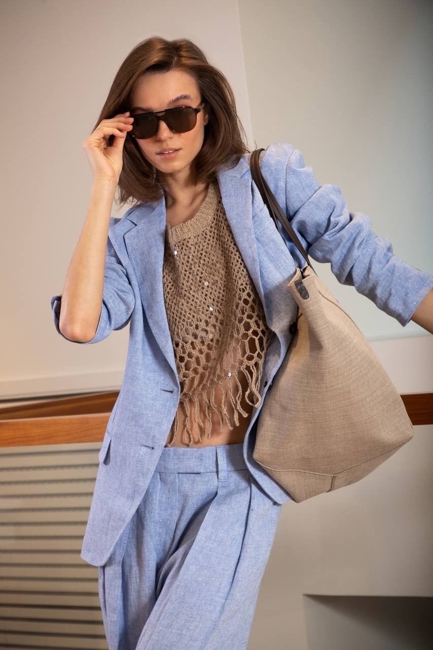 Image 6 Brunello Cucinelli Beige tote bag with monil chain MB8TD2572