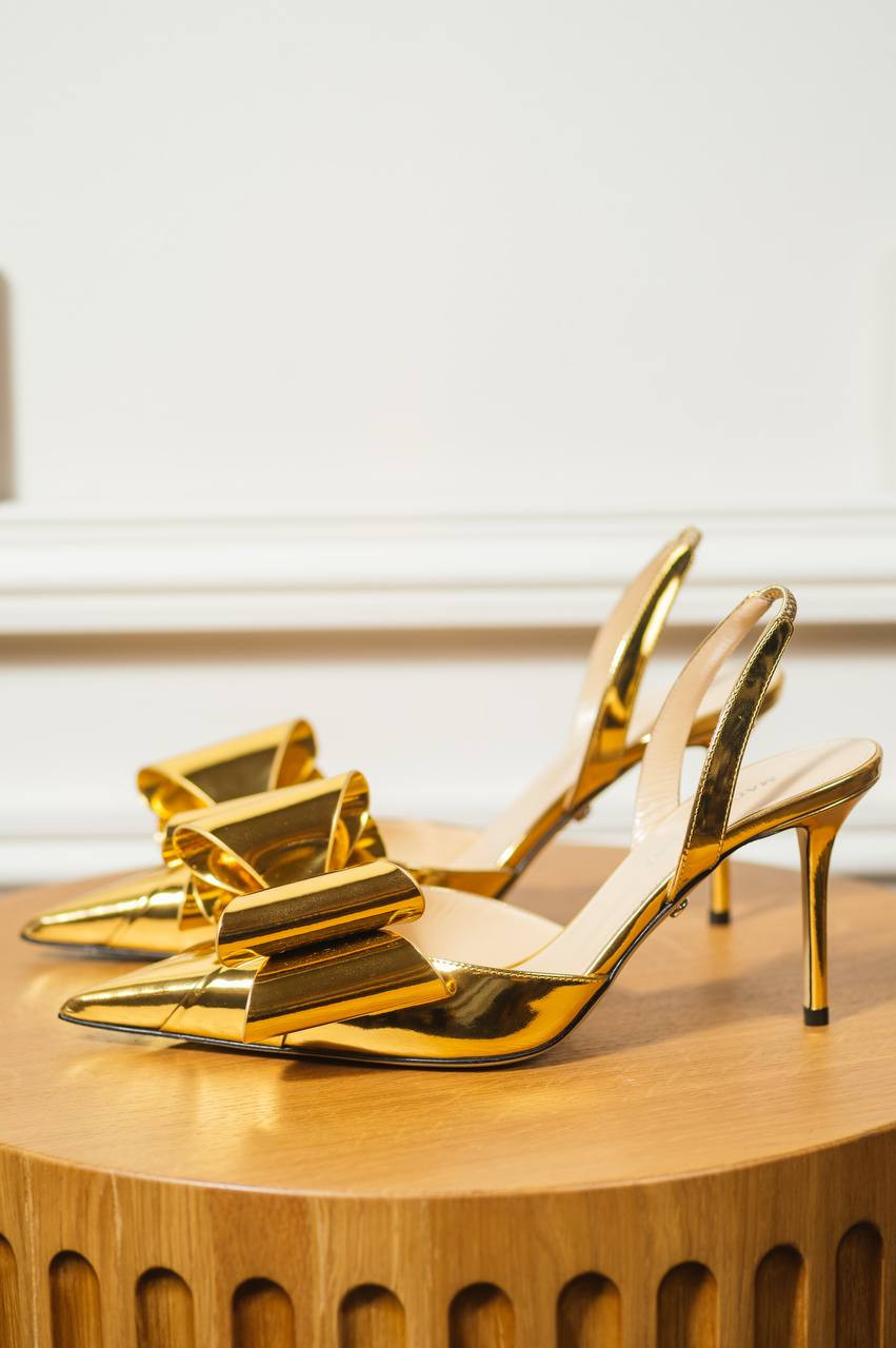 Image 7 Mach&Mach LE CADEAU golden leather slingbacks S080685SPE