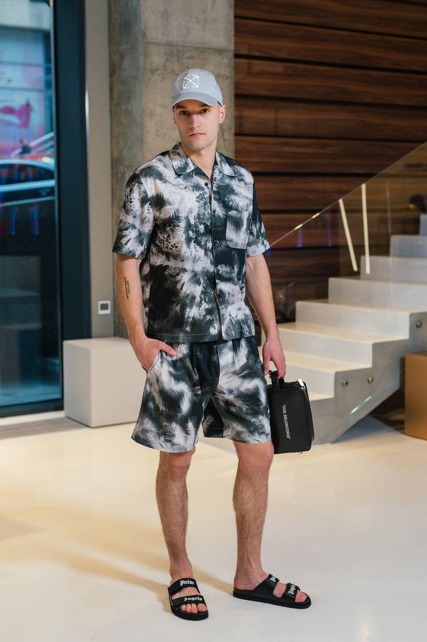 Image 6 Palm Angels Gray shirt with palm tree print PMGG005S25FAB003