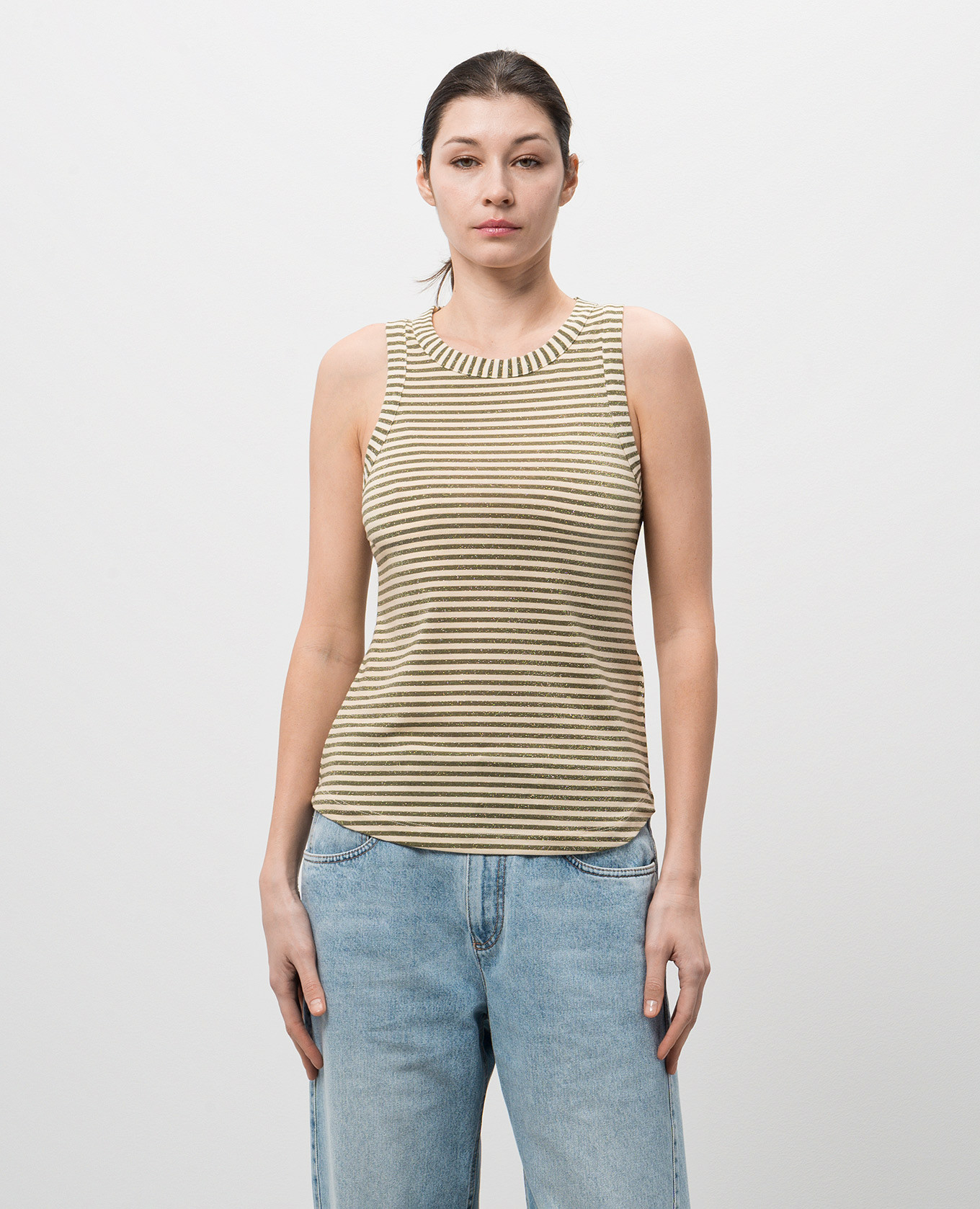 Image 3 Momoni GENIPA green striped top 255MMOTS007255MO33