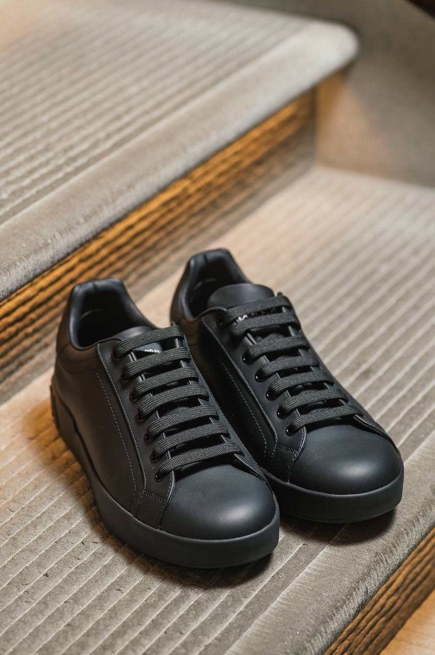 Image 7 Dolce&Gabbana Portofino black leather sneakers with logo CS1772A1065