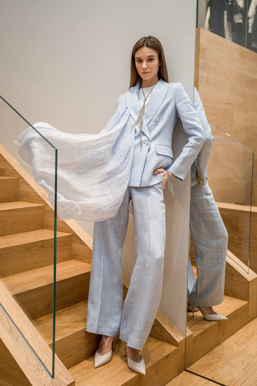 Image 6 Peserico Blue double-breasted linen jacket S0140502603