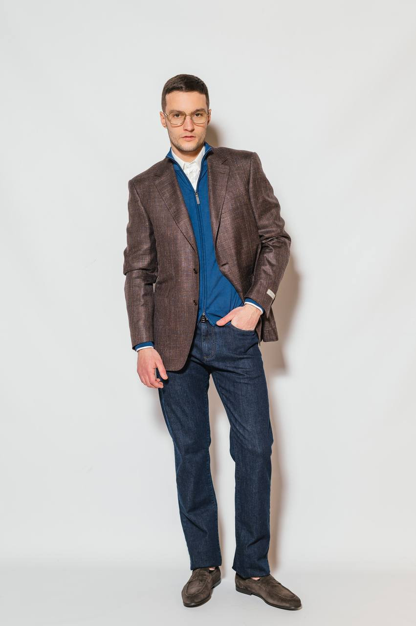 Image 6 Canali Brown wool, silk and linen jacket CU0038321288