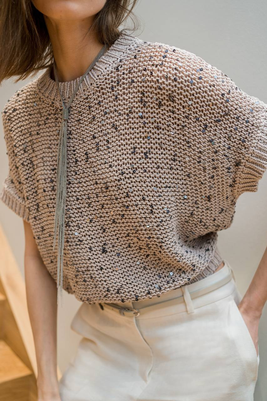 Image 6 Peserico Beige top with sequins S99890F03A9117