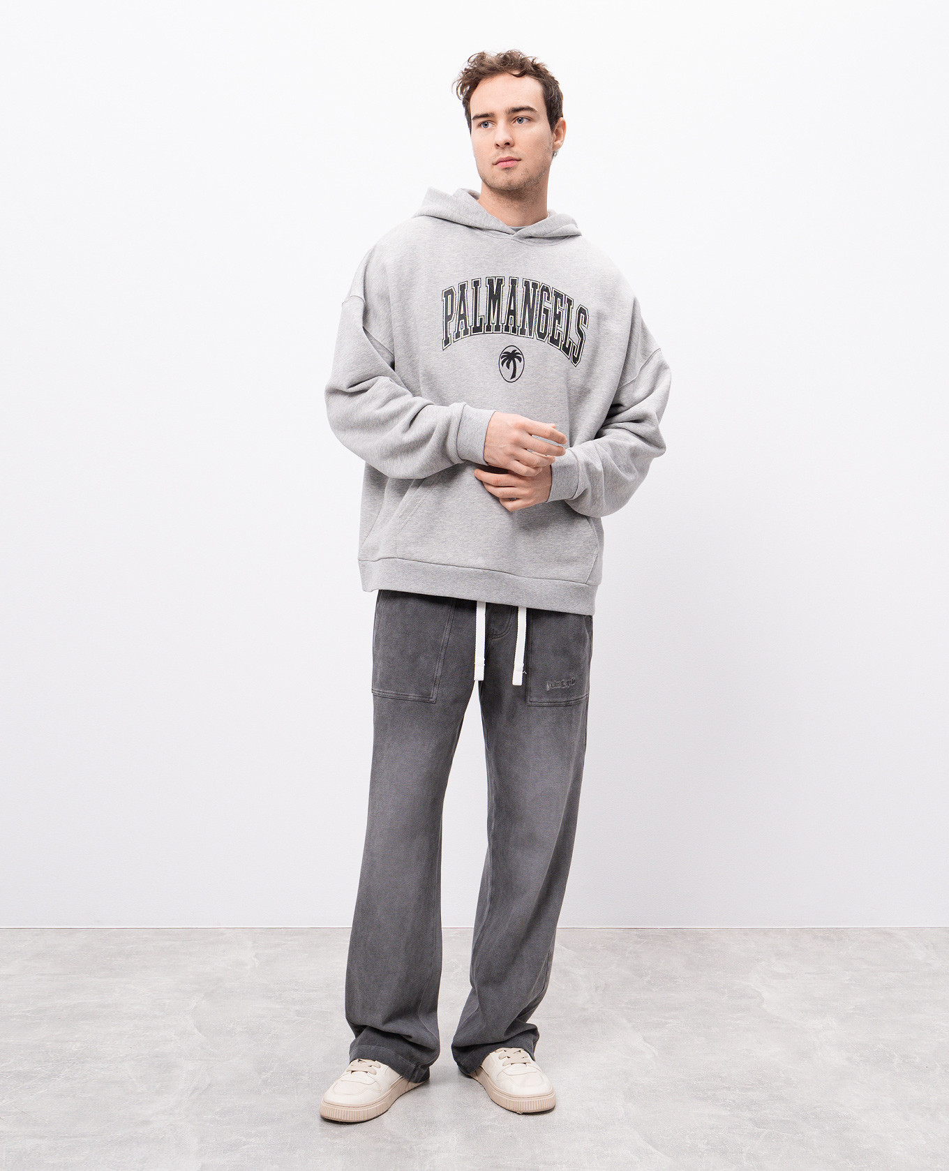 Image 2 Palm Angels Grey hoodie with logo print PMBB155S25FLE001m