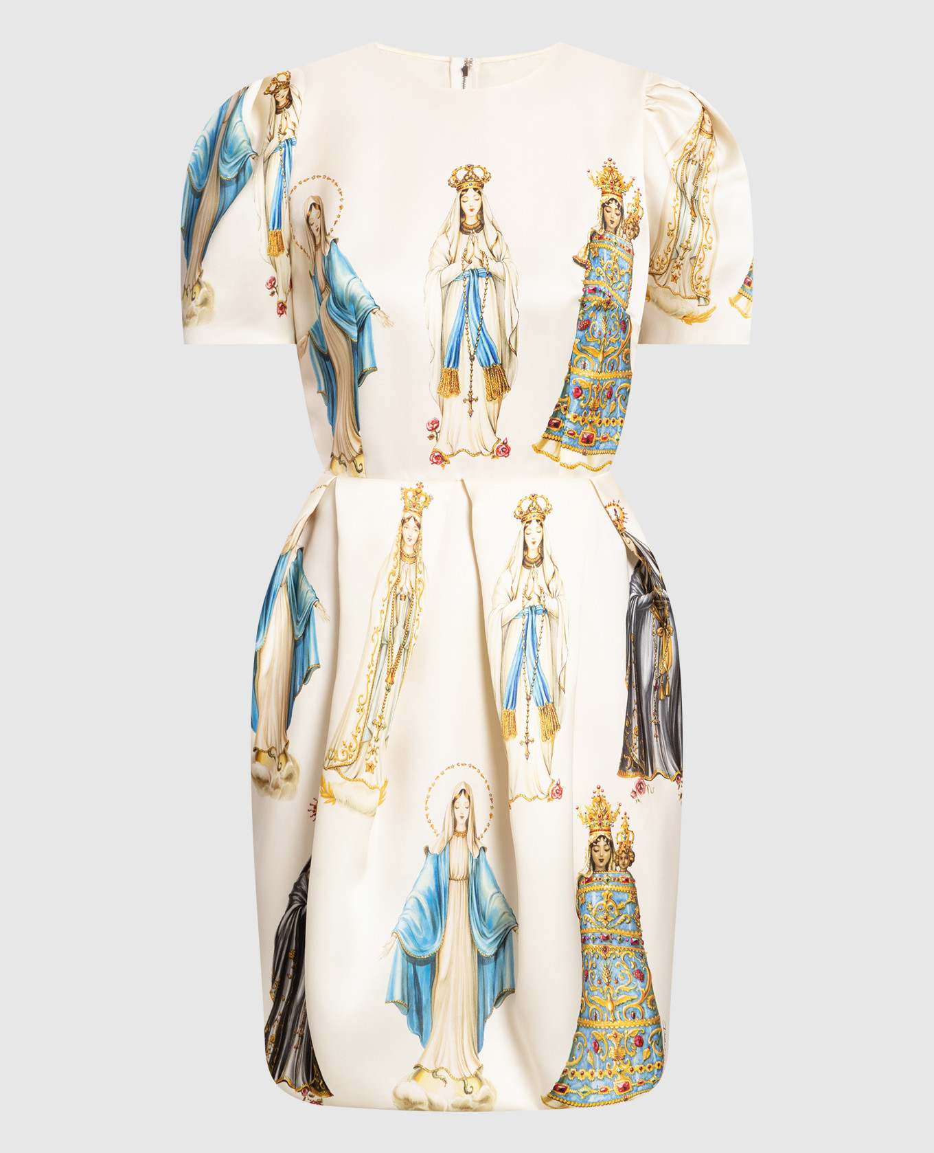 Dolce&Gabbana Beige Madonne print silk dress