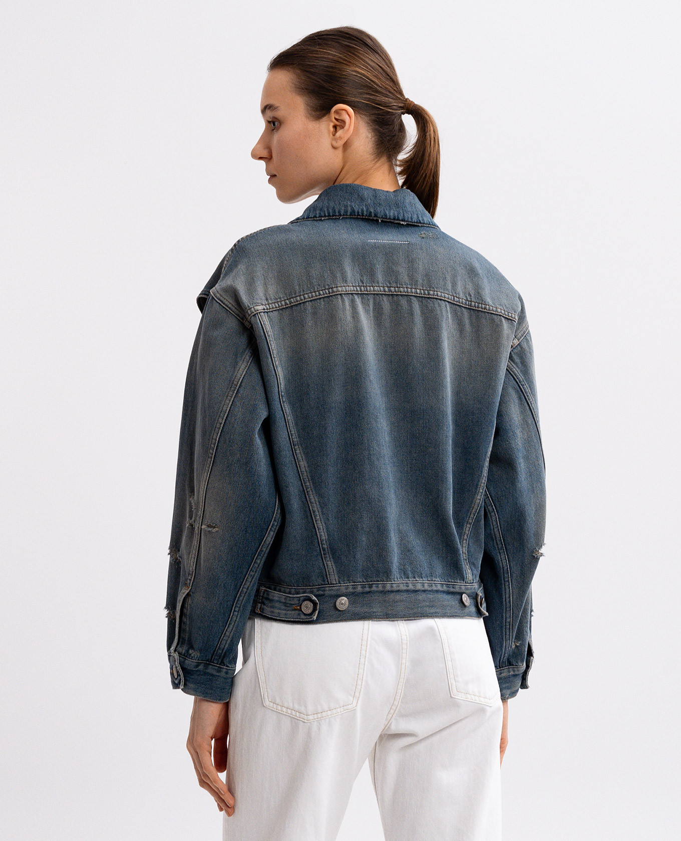 Image 4 Maison Margiela MM6 Blue denim jacket with vintage effect S52AM0319M30017