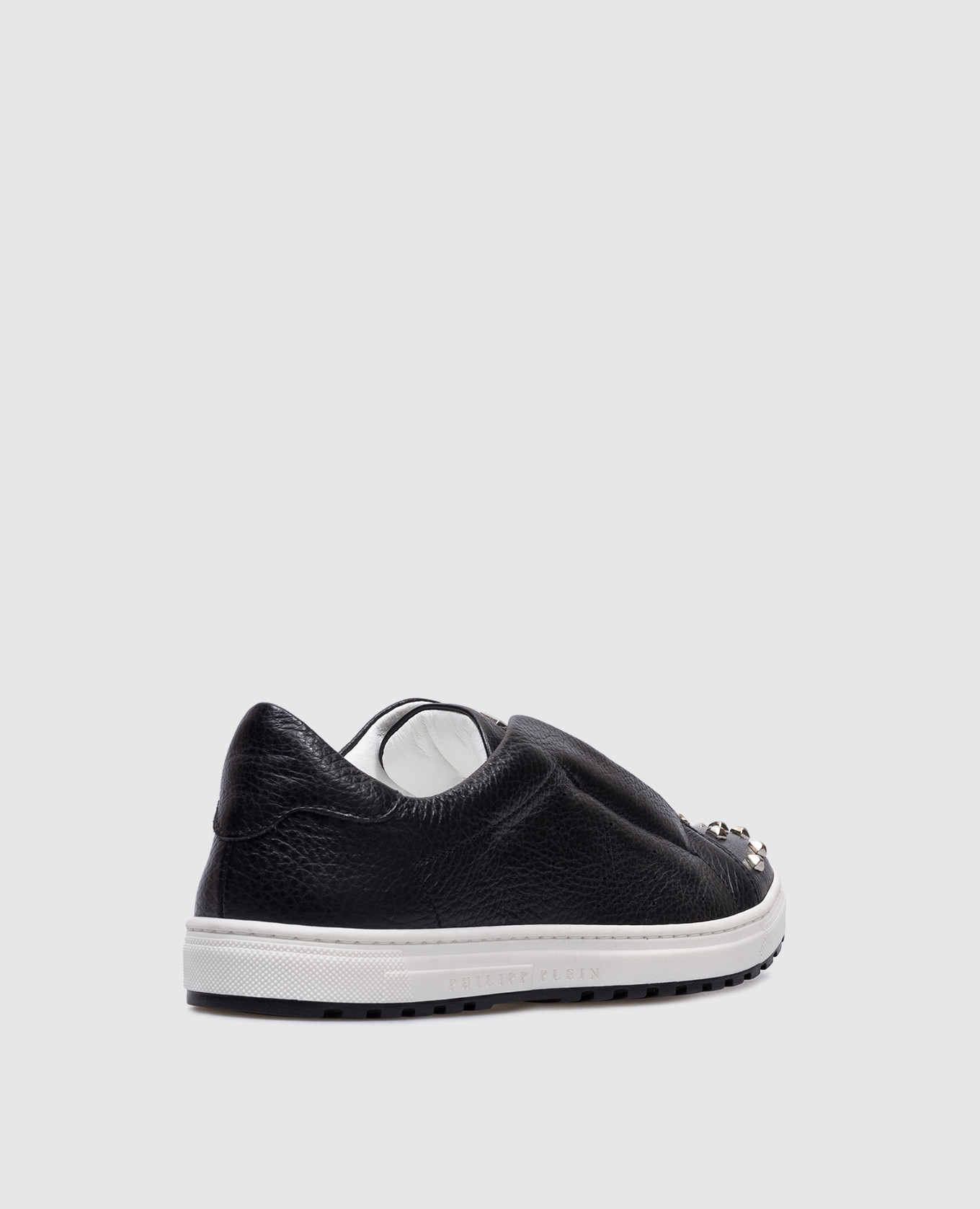 Image 3 Philipp Plein Tom children&#39;s black leather sneakers with rivets BSC00153538