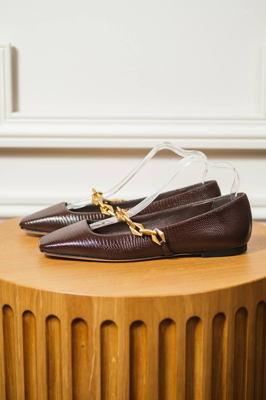 Image 6 Jimmy Choo Diamond Tilda Flat brown leather ballet flats DIAMONDTILDAFLATCW