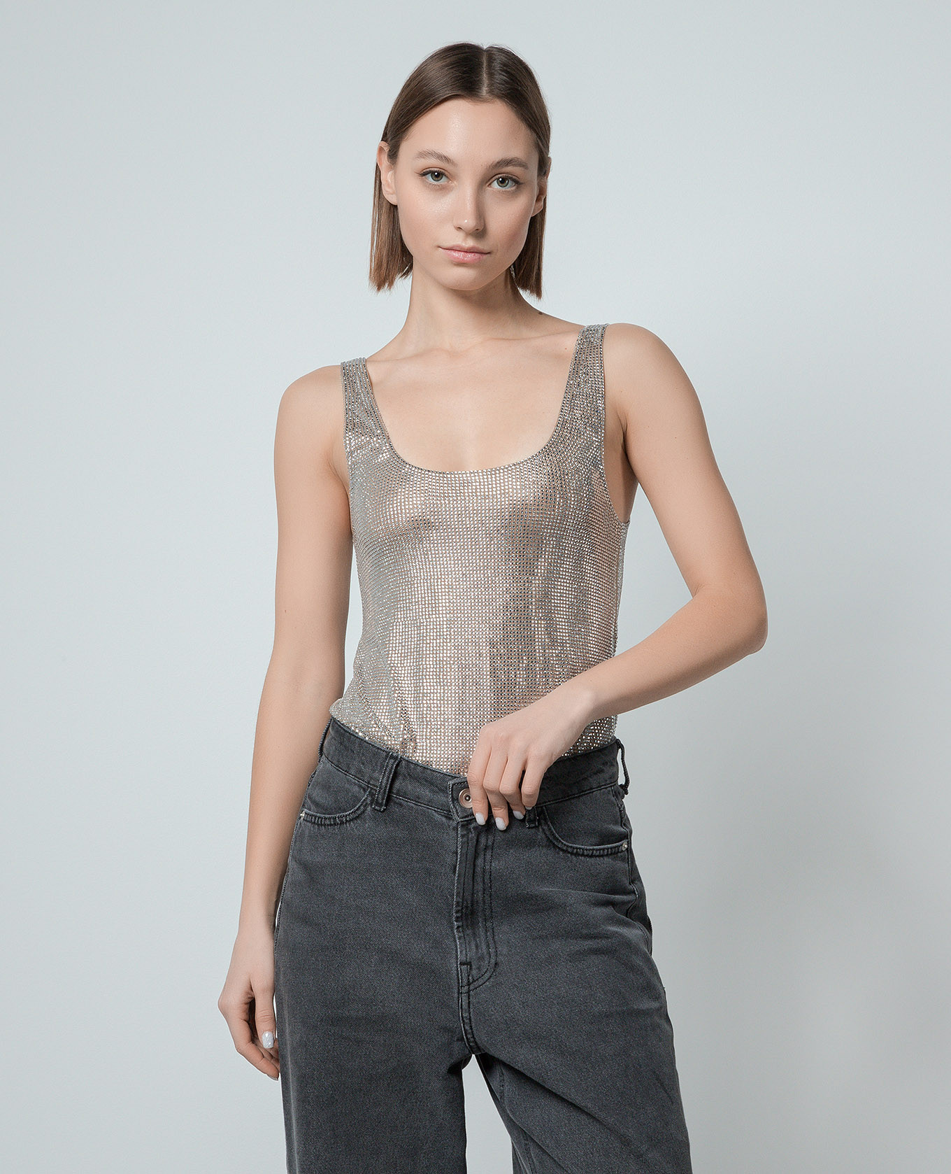 Image 3 Giuseppe Di Morabito Milano Beige top with crystals 02PSTO178FC02212