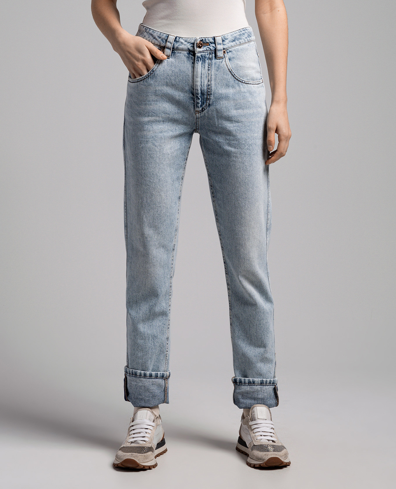 Image 3 Brunello Cucinelli Blue jeans with monil chain M0H72P5797