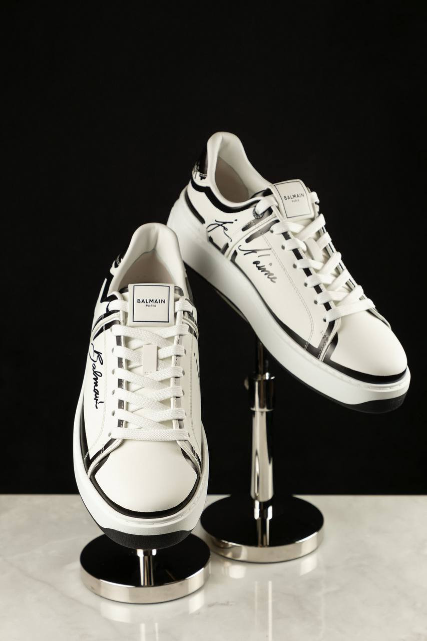 Image 6 Balmain B-Court white leather sneakers with logo EM1VI288LCLP