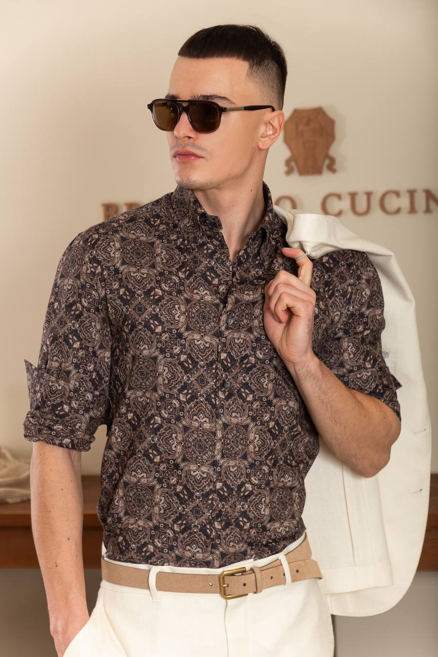 Image 7 Brunello Cucinelli Brown paisley shirt MM6911716