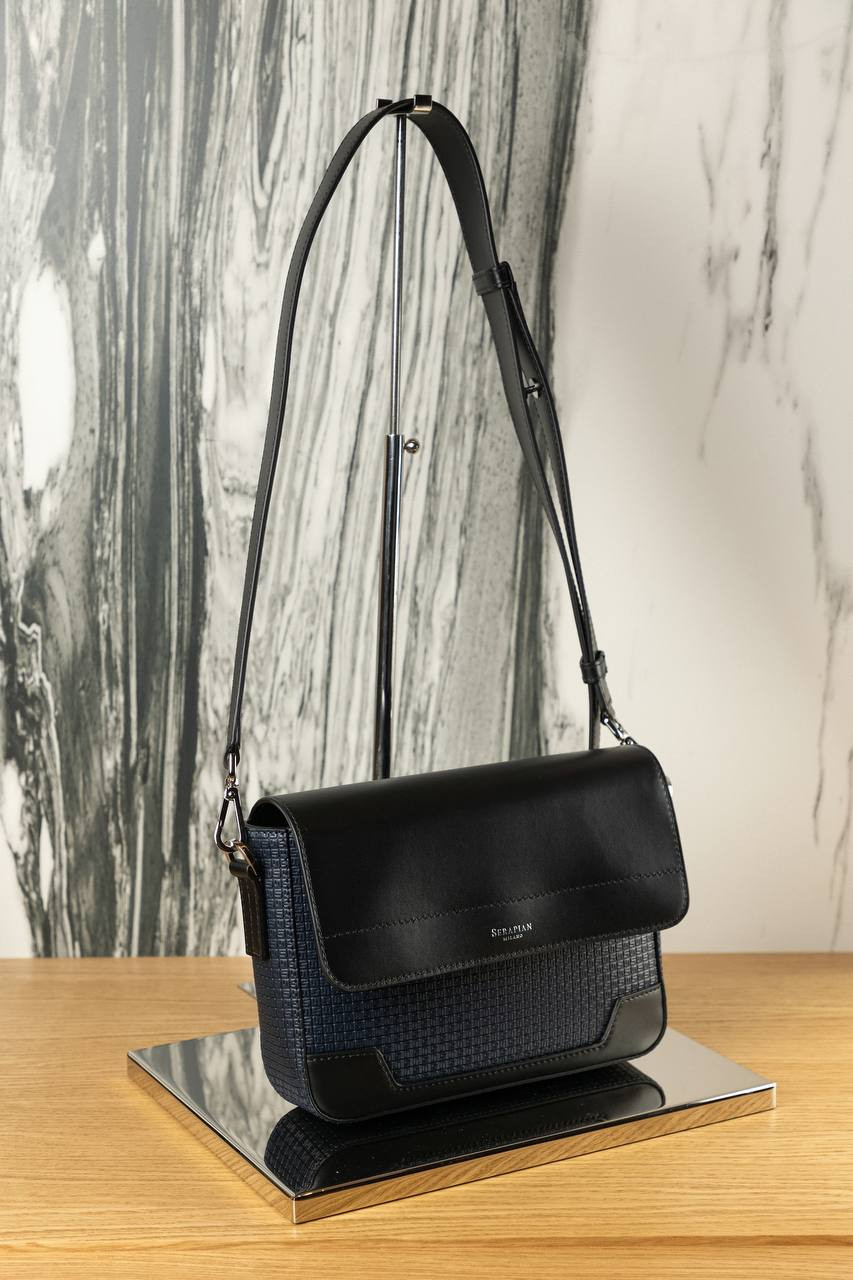 Image 5 Serapian Blue Leather Flap Messenger Bag SRSTSMML735024AC20