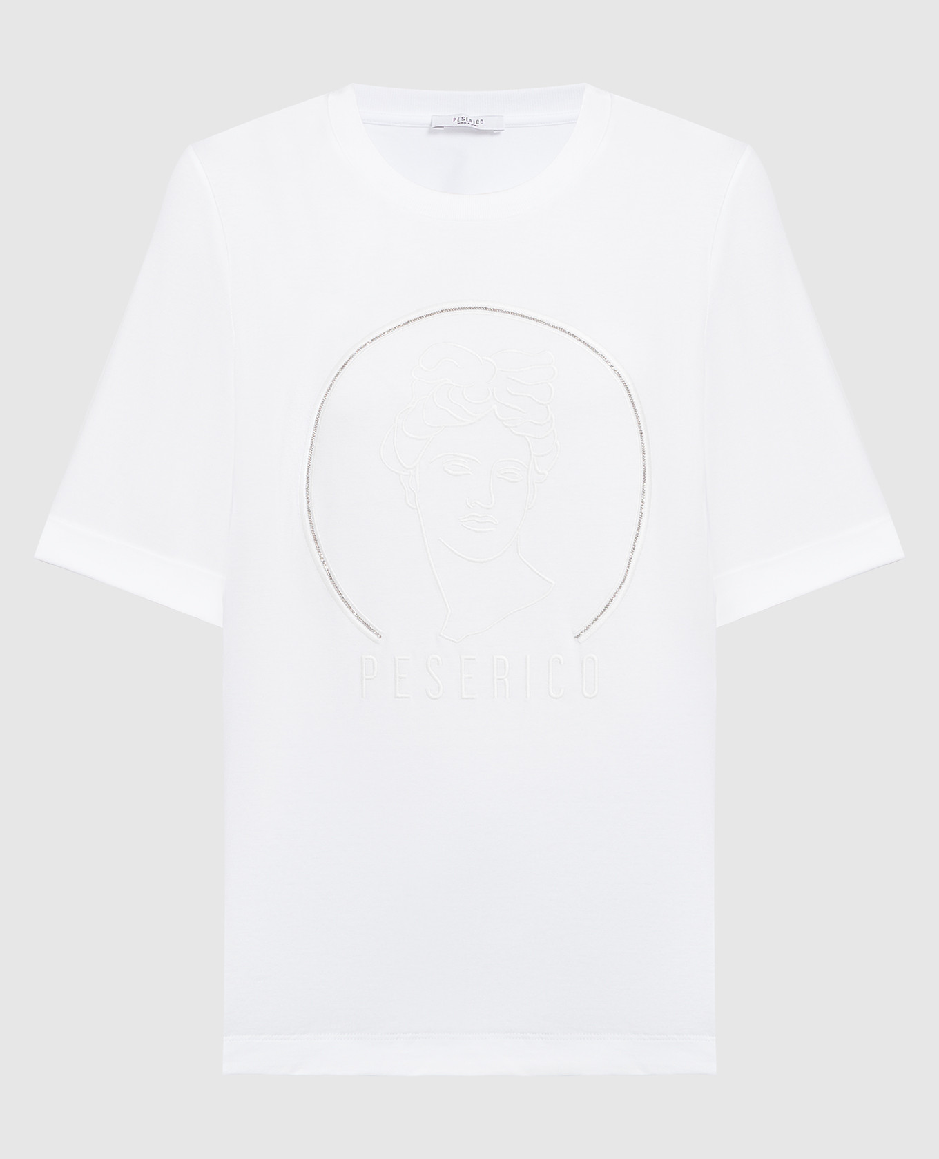 Peserico White t-shirt with monil chain