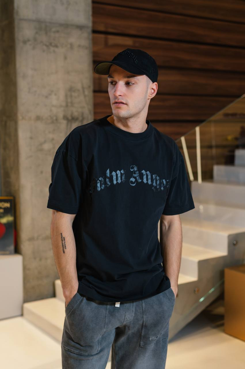 Image 6 Palm Angels Black t-shirt with logo print PMAA001S25JER004