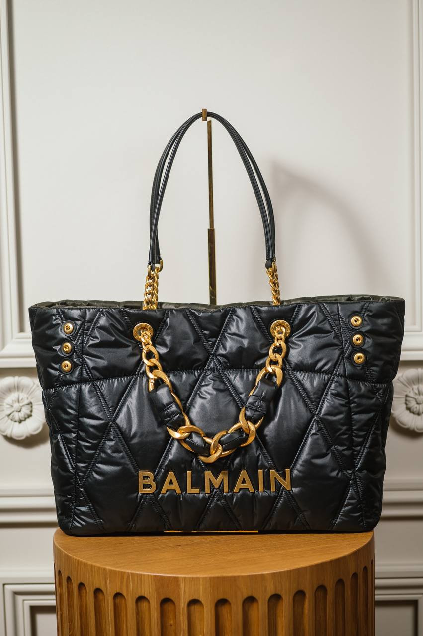 Image 5 Balmain Black tote bag with metal logo EN1FF827TNDT