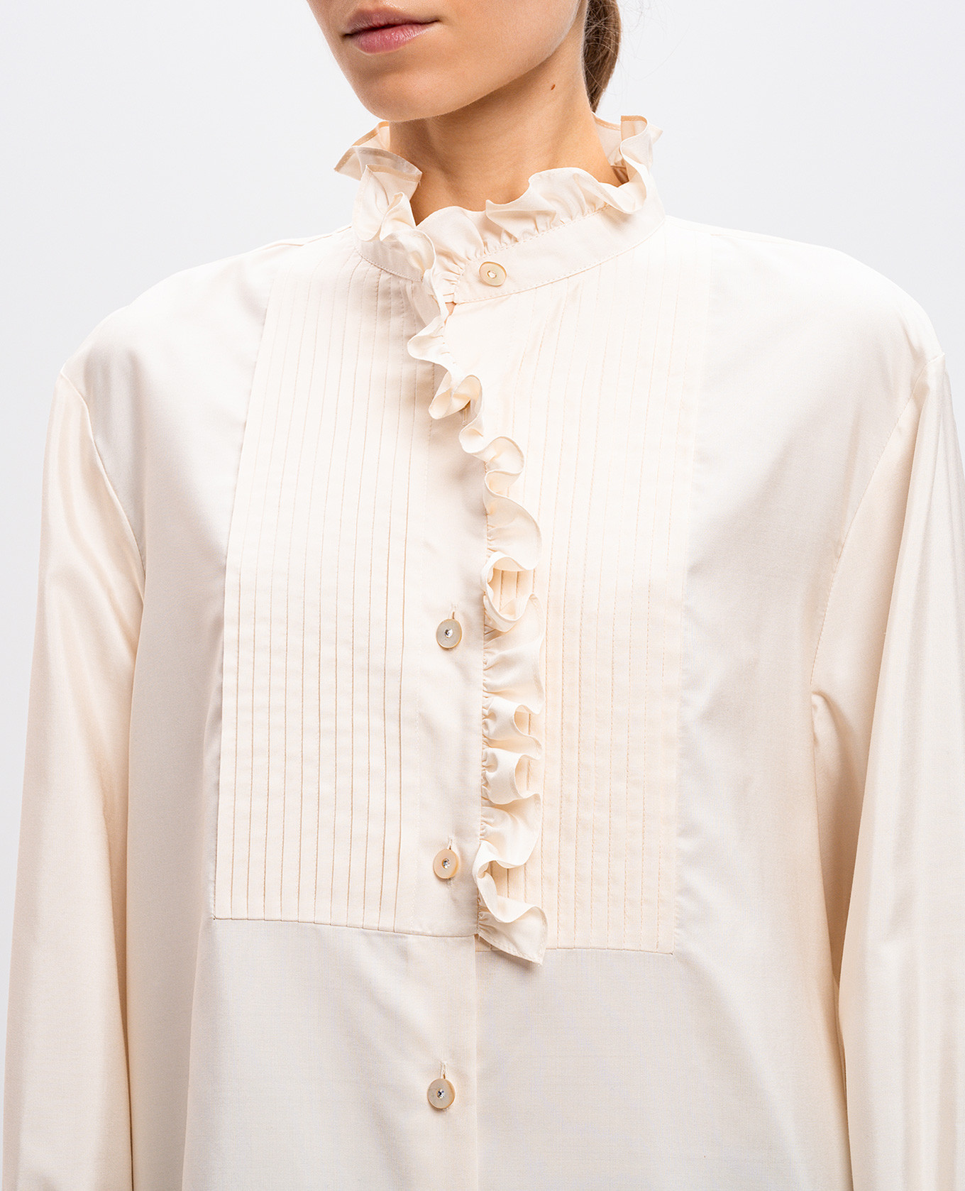 Image 5 Valentino Beige silk blouse with ruffles 6B3AB755924