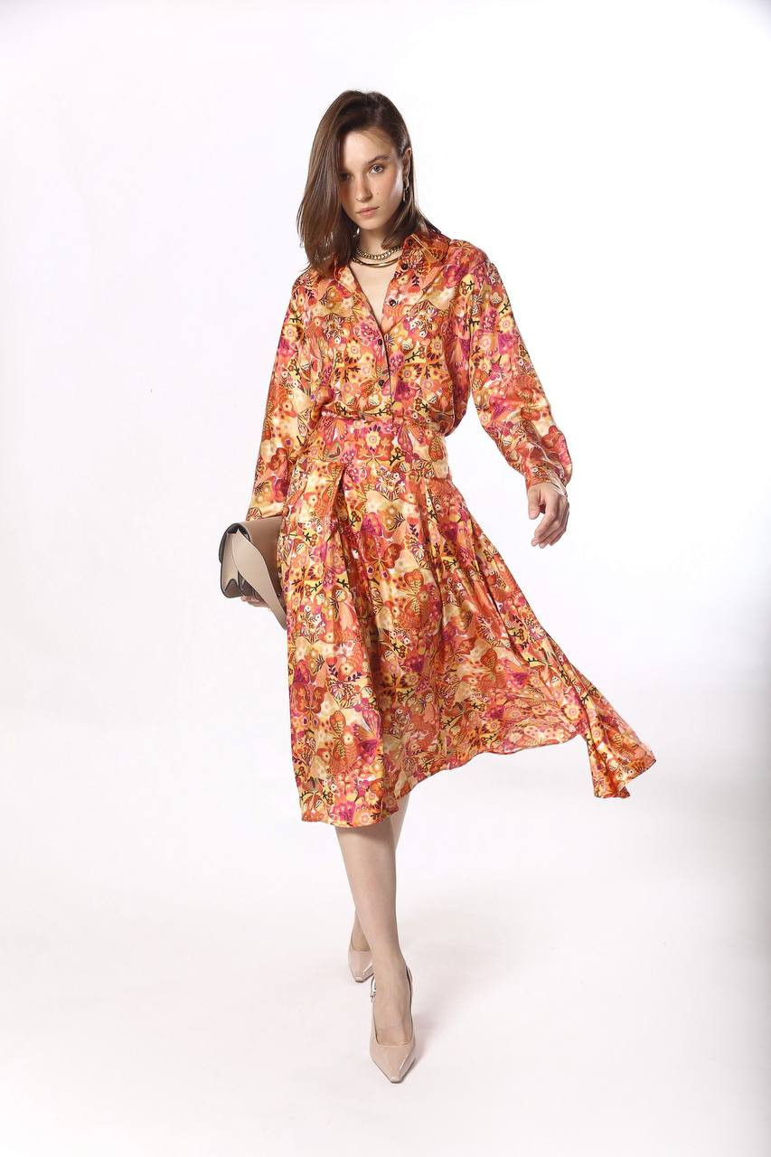 Image 6 Momoni Piya orange floral silk skirt 255MMOSK006255MO09