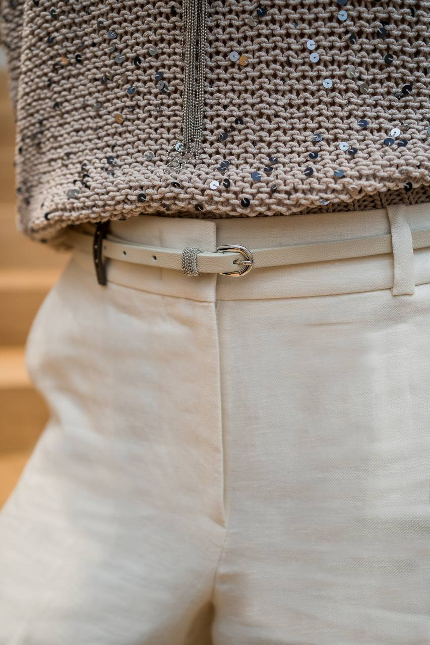 Image 4 Peserico Beige leather belt with monil chain S32589C0CC482