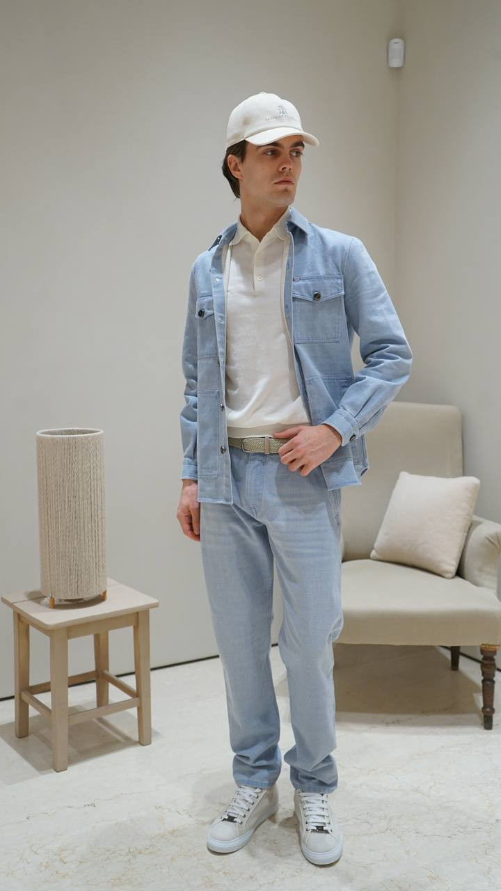 Image 6 ISAIA Blue denim shirt OSHD12DJI02