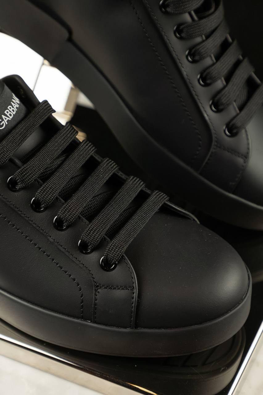 Image 6 Dolce&Gabbana Portofino black leather sneakers with logo CS1772A1065