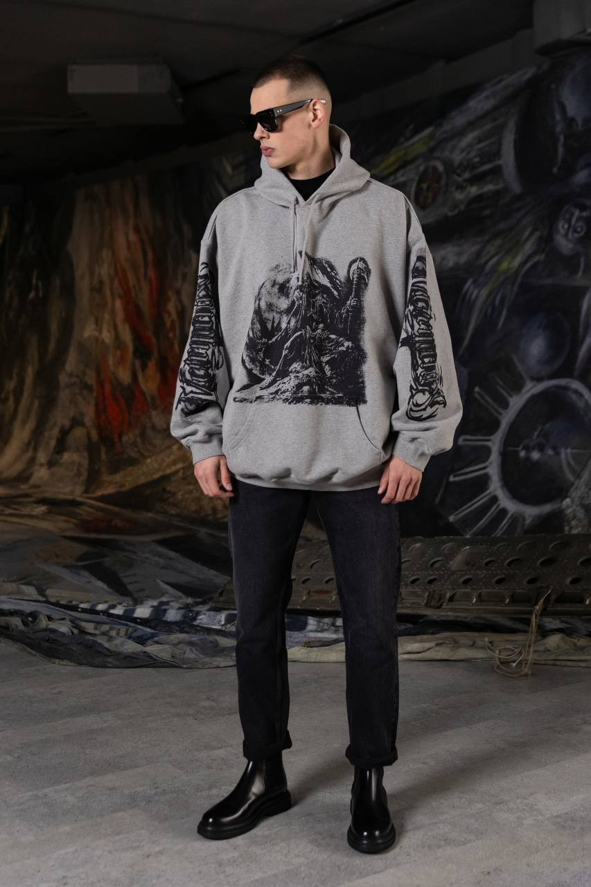 Image 6 Vetements Gray melange printed hoodie UA66HD720G