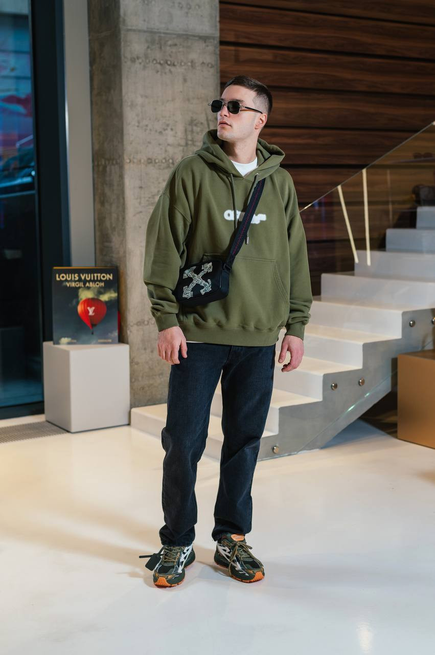 Image 6 Off-White Green hoodie with logo print OMBB085S25FLE00I
