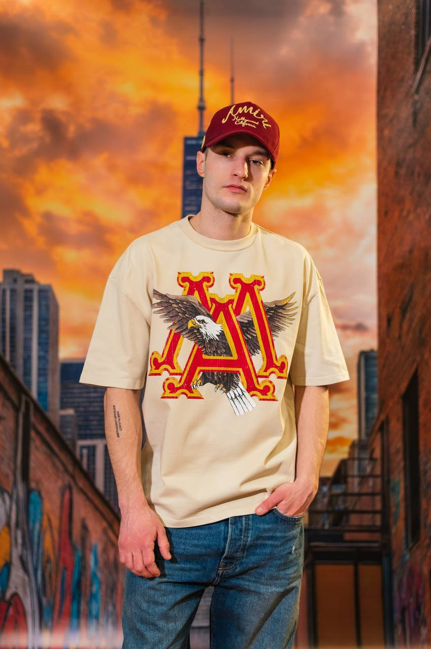 Image 6 AMIRI Beige EAGLE T-shirt with vintage effect AMJYTE1127