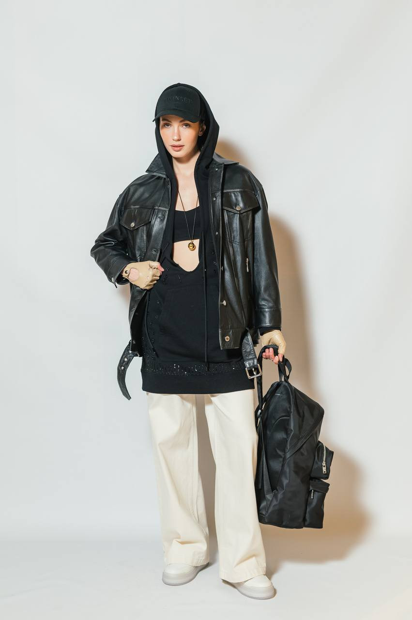 Image 6 Max & Co Black leather jacket BEGONIA BEGONIA