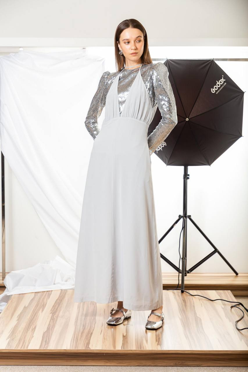 Image 6 Toteme Gray silk maxi dress 242WRD2197FB0115