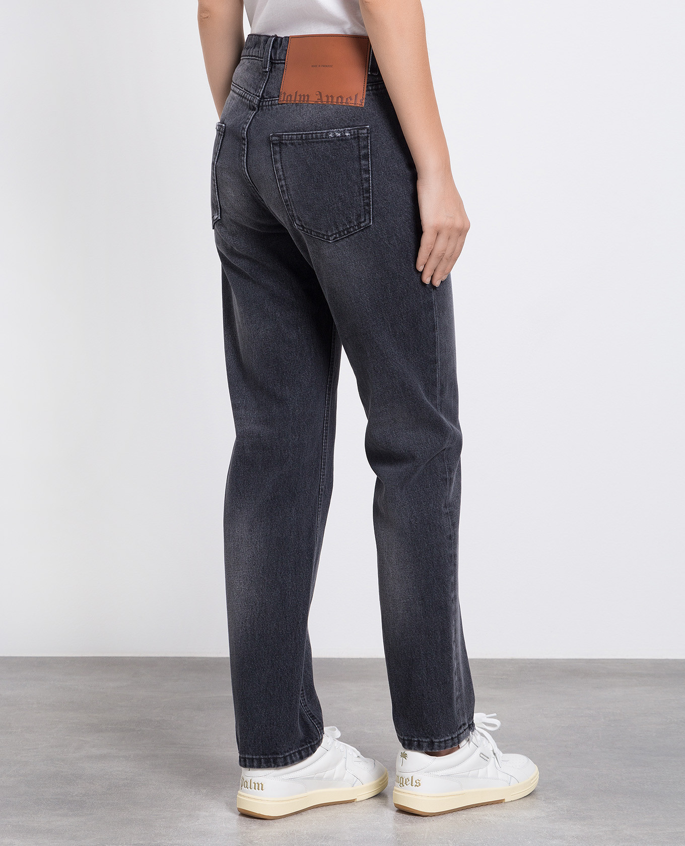 Image 4 Palm Angels Gray jeans with logo patch PWYA032F23DEN001