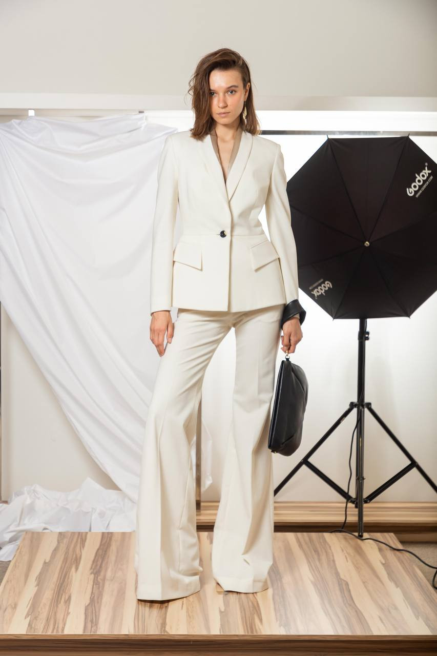 Image 6 Del Core COLLO A SCIALLE white jacket with wool J001062T0891