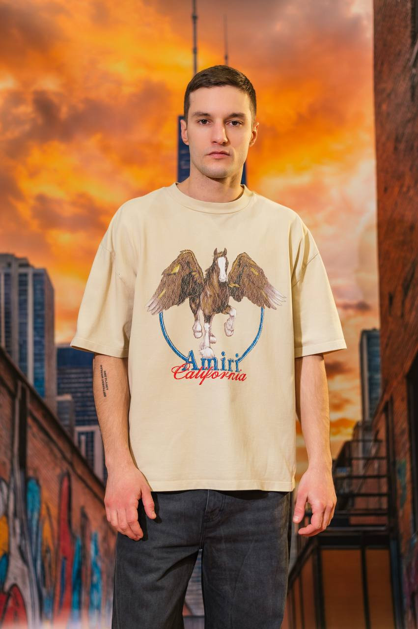 Image 6 AMIRI Beige T-shirt WASH PEGASUS with logo AMJYTE1130