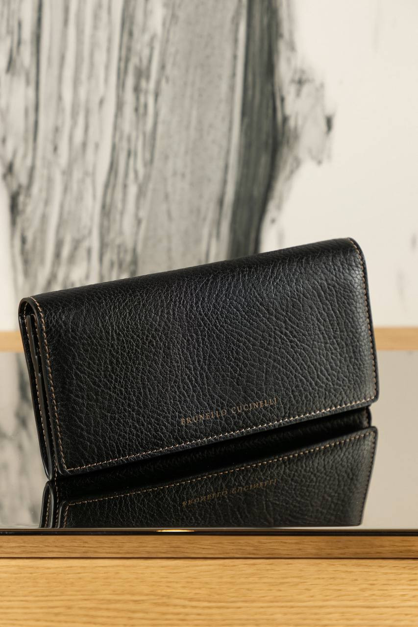 Image 4 Brunello Cucinelli Black leather wallet with logo MWZIU255