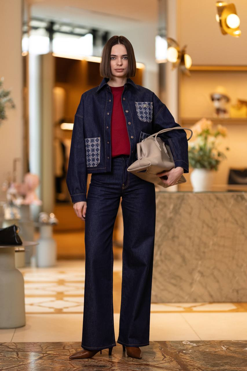 Image 6 AMIRI Blue denim jacket with monogram logo AWDNWJ1005