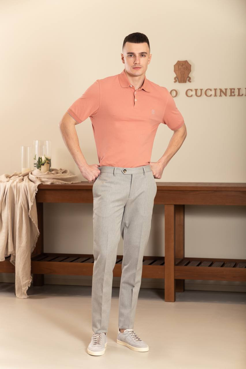 Image 6 Brunello Cucinelli Pink polo shirt with logo print ME8548788