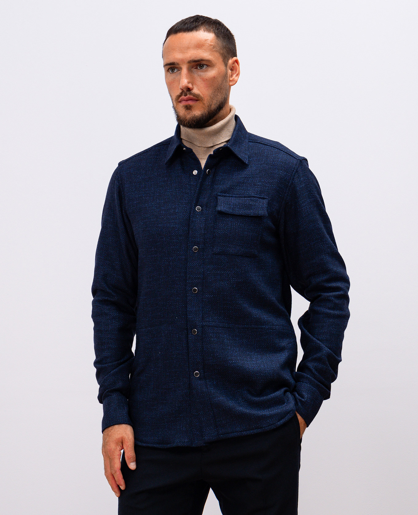 Image 3 Kiton Blue shirt with wool and silk UMCBUBAK0170E