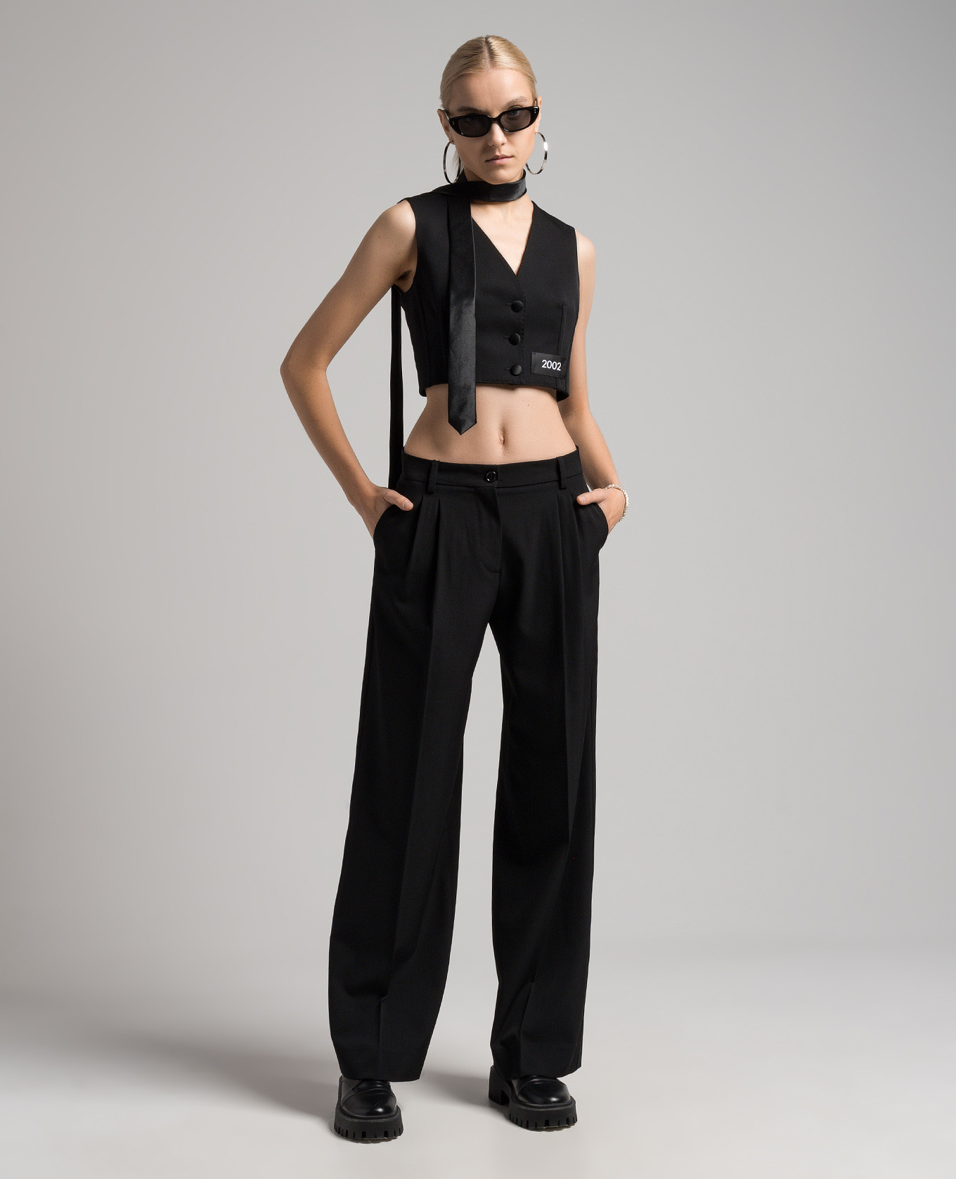 Image 2 Dolce&Gabbana Black wide-leg pants made of wool FTC17TFUBGB