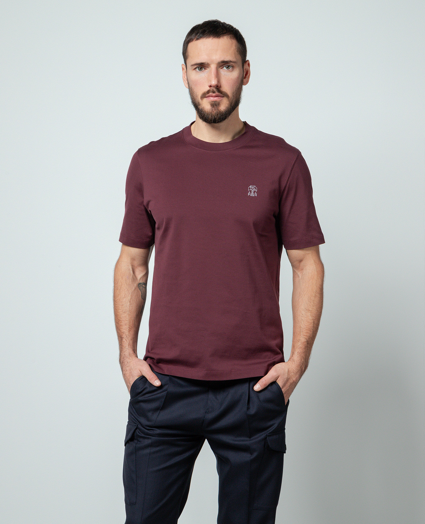 Image 3 Brunello Cucinelli Burgundy t-shirt with logo print M0B138440