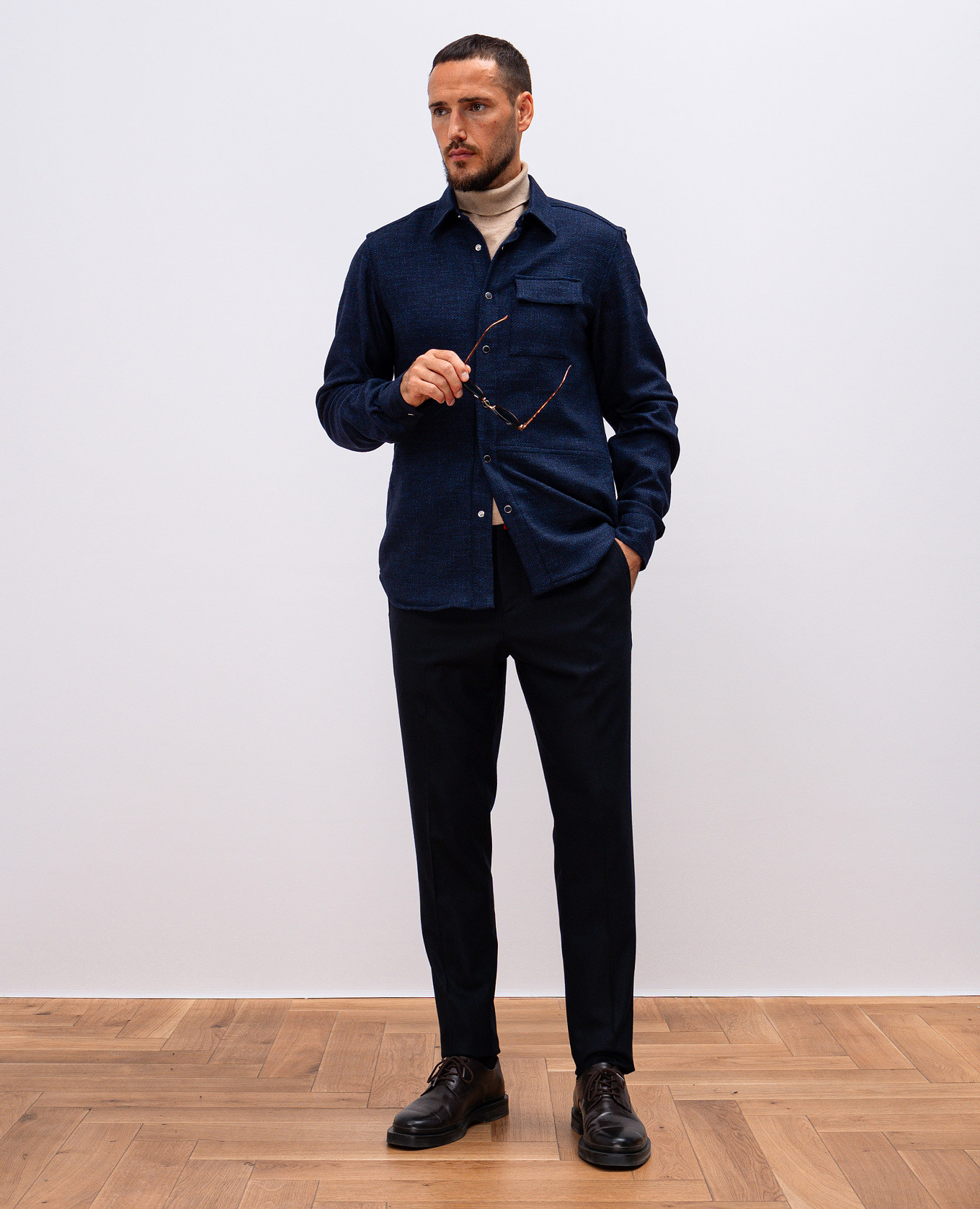 Image 2 Kiton Blue shirt with wool and silk UMCBUBAK0170E