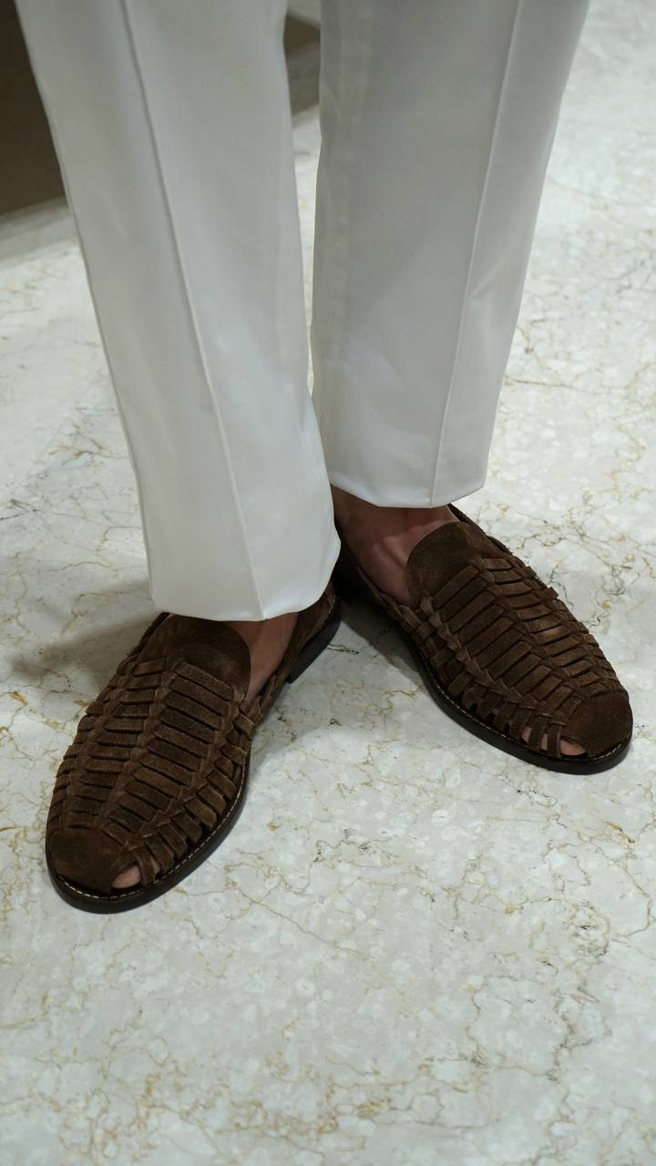 Image 6 Brunello Cucinelli Brown suede loafers with weaving MZUCOBM313