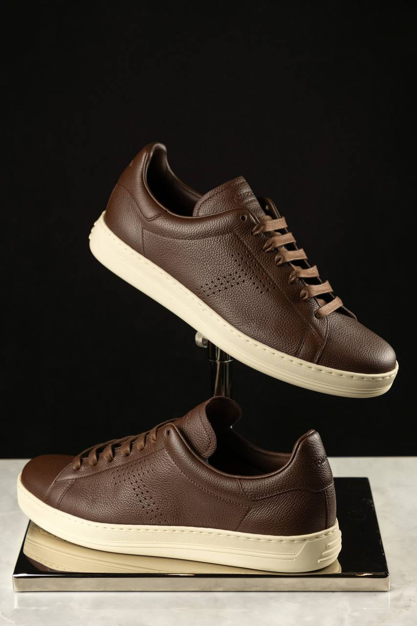 Image 7 Tom Ford Brown leather sneakers WARWICK J1507LCL460N