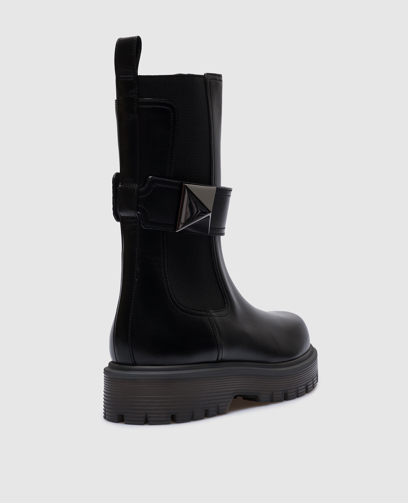 Image 3 Valentino One Stud Beatle Black Leather Chelsea Boots 3W2S0FY1IJW