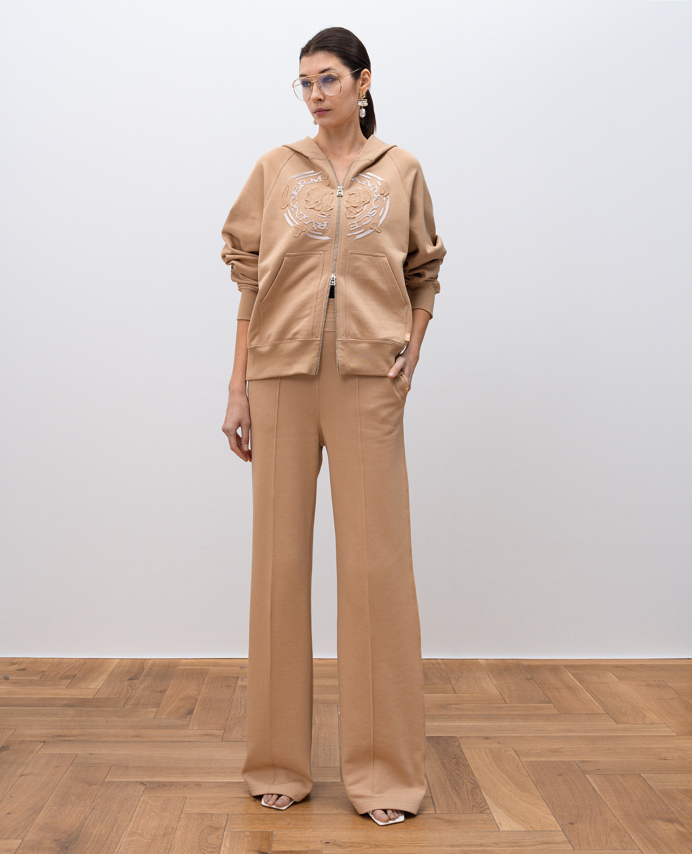 Image 2 Ermanno Scervino Beige sports jacket with textured logo embroidery D461M301RSTKRA