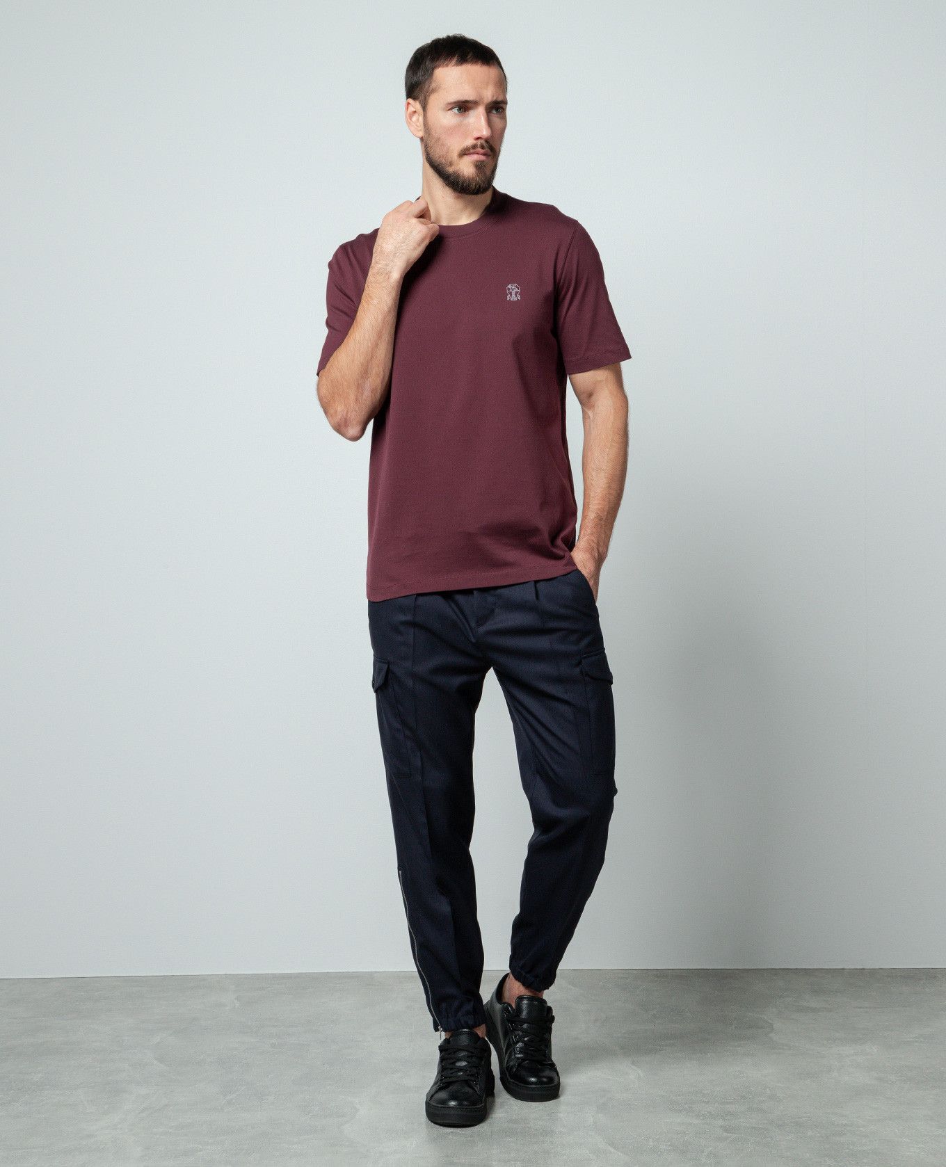 Image 2 Brunello Cucinelli Burgundy t-shirt with logo print M0B138440
