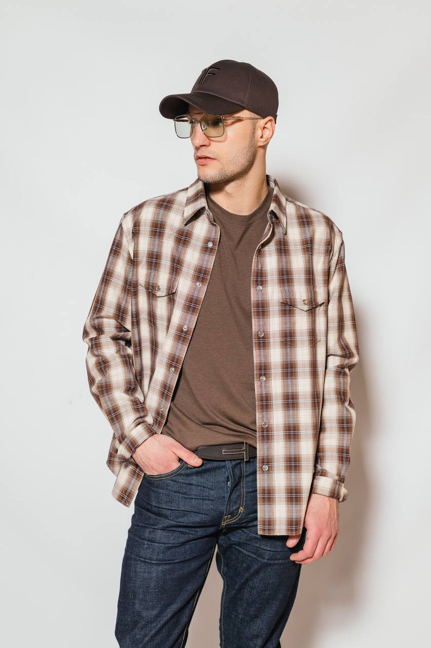Image 6 Tom Ford Brown checkered shirt HDS001FMC203S25