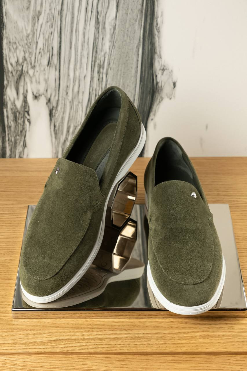 Image 7 Stefano Ricci Green suede loafers with logo patch UC64G2287SDP